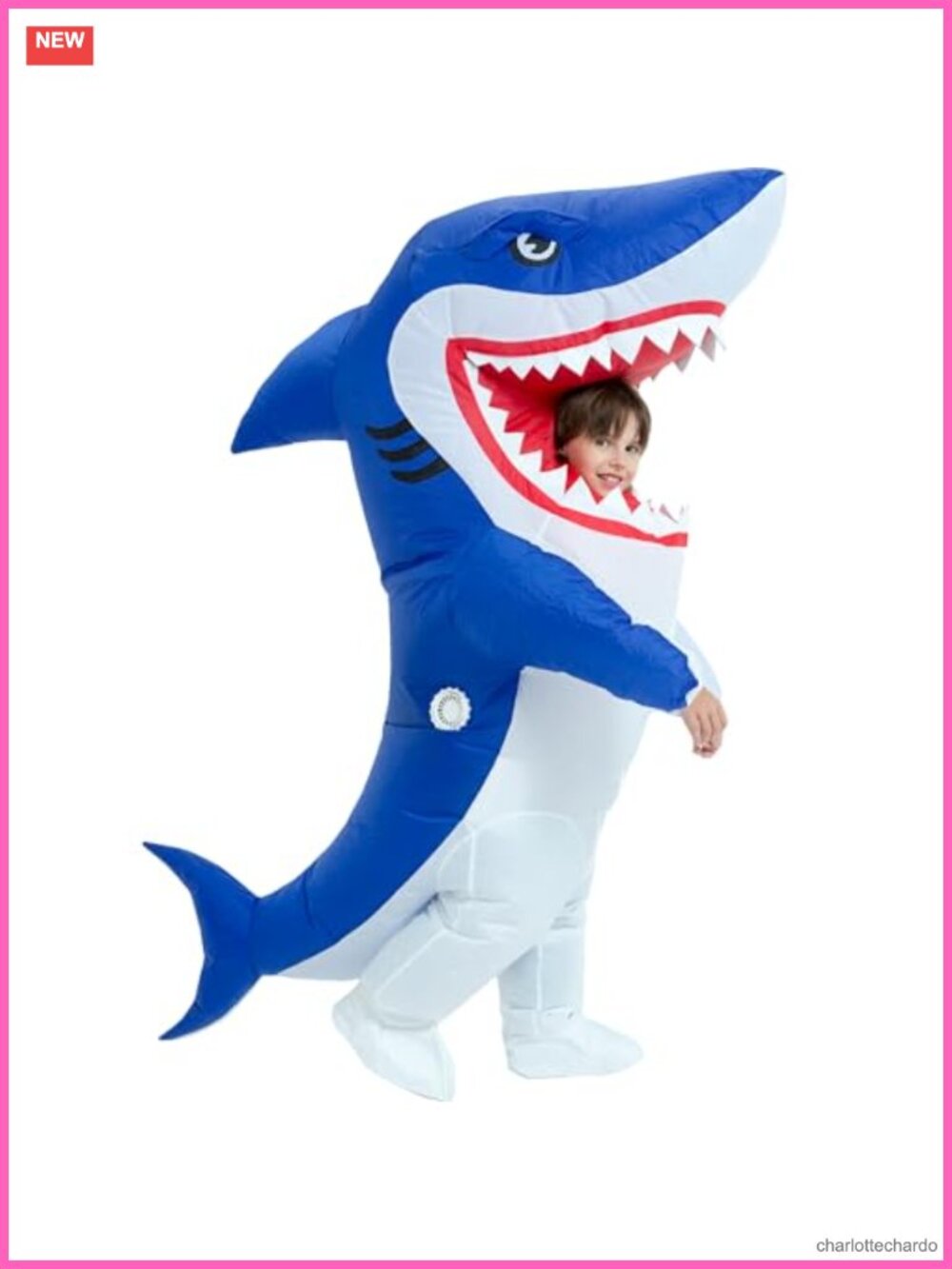 Kids Inflatable Shark Costume Full Body Blow Up Suit Halloween